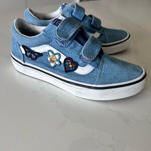 Vans Kids Blue Denim Shoes with Patches
